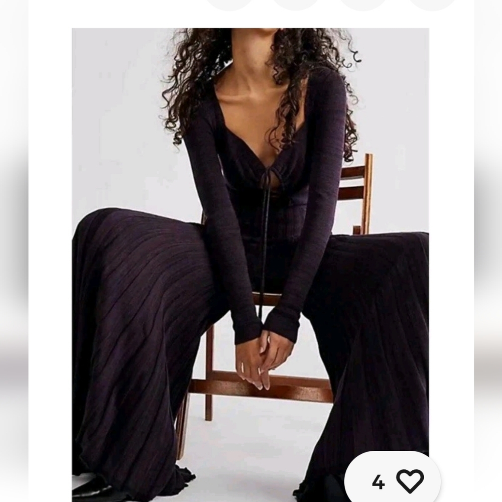 Free People Ribbed Dark Purple One Piece Jumpsuit Size XS.